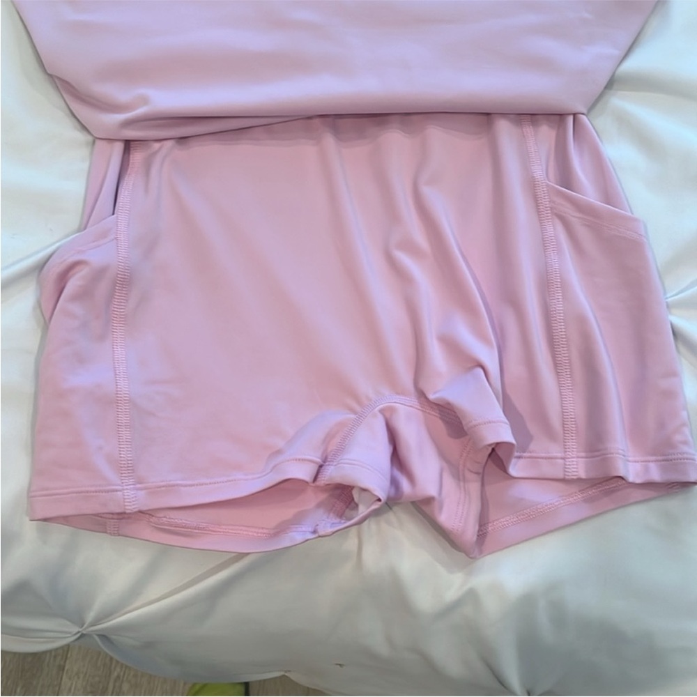 ALO Light Pink Activewear dress with built in shorts and bra. Soft and comfy! - Picture 5 of 11